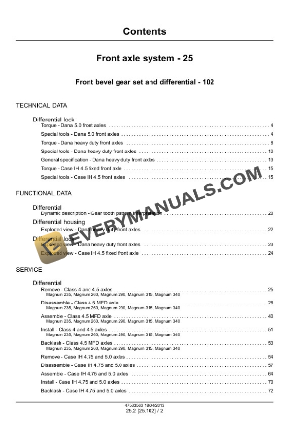 Case Magnum 235, 260, 290, 315, 340 Continuously Variable Transmission (CVT) Tractor Service Manual 47538971 PDF 4 Case Magnum 235, 260, 290, 315, 340 Continuously Variable Transmission (CVT) Tractor Service Manual 47538971-2