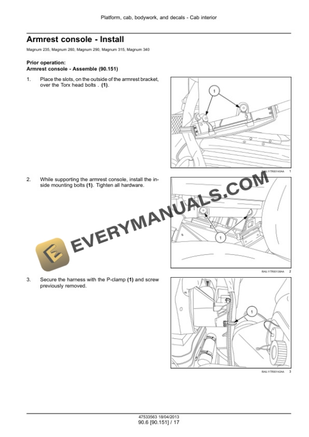 Case Magnum 235, 260, 290, 315, 340 Continuously Variable Transmission (CVT) Tractor Service Manual 47538983-5