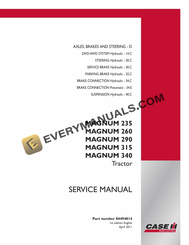 case magnum 235 260 290 315 340 tractor service manual 84494814 1