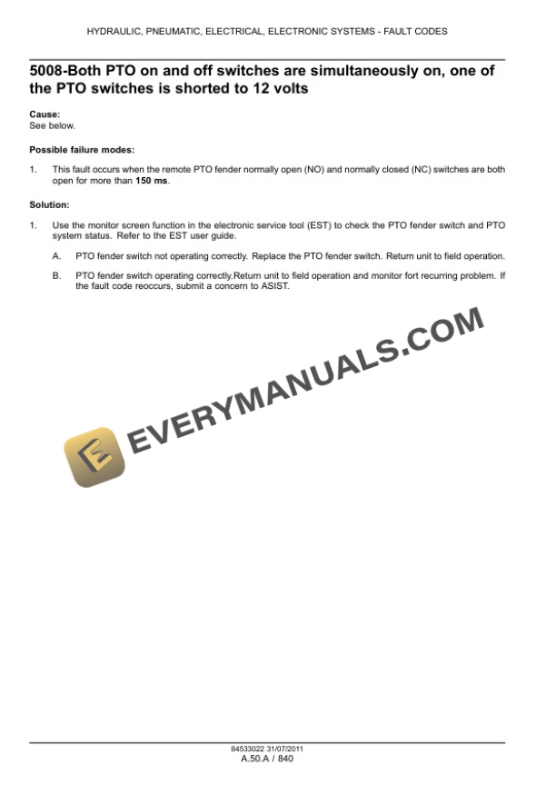 Case Magnum 235, 260, 290, 315, 340 Tractor Service Manual 84533088-5