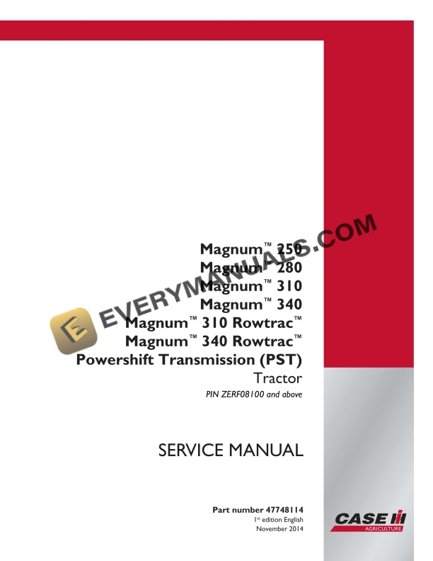 case magnum 250 280 310 340 310 rowtrac 340 rowtrac powershift transmission pst tractor service manual 47748114 1