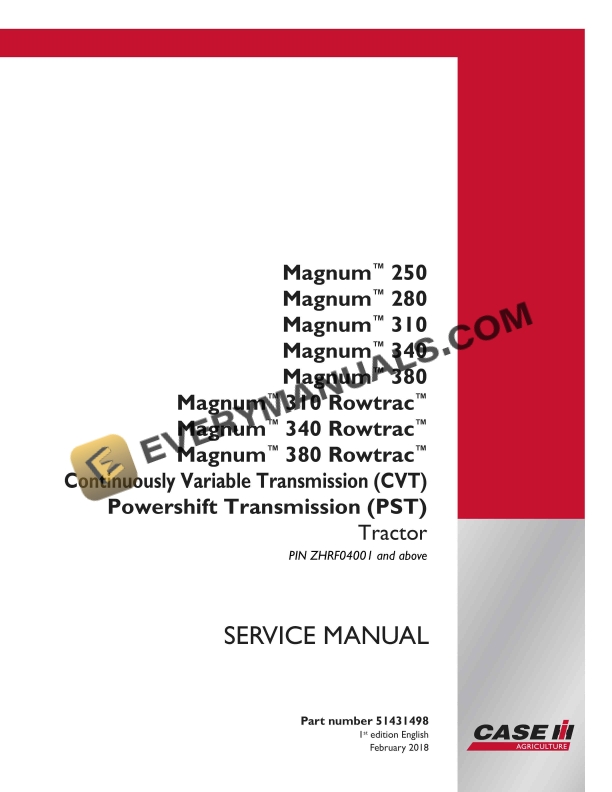 case magnum 250 280 310 340 380 310 rowtrac 340 rowtrac 380 rowtrac continuously variable transmission cvt service manual 51431498 1