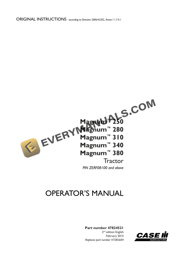case magnum 250 280 310 340 380 tractor operator manual 47824521 1