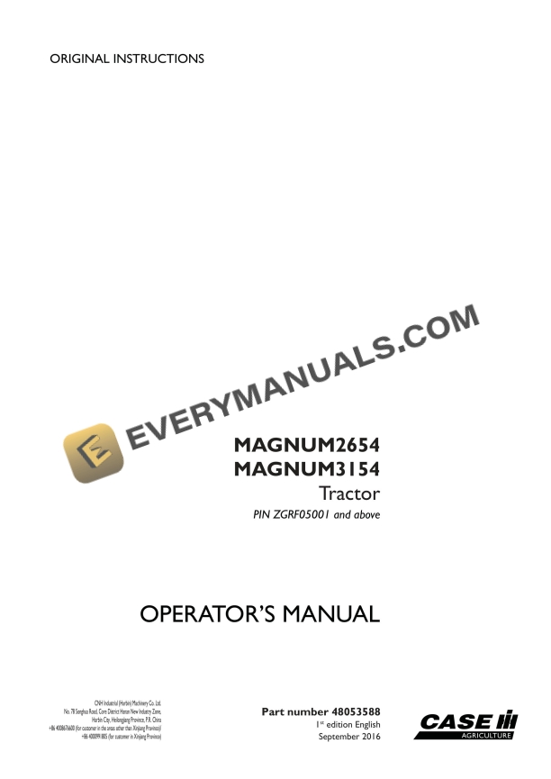Case Magnum 2654, 3154 Tractor Operator Manual 48053588 PDF 3 Case Magnum 2654, 3154 Tractor Operator Manual 48053588 PDF