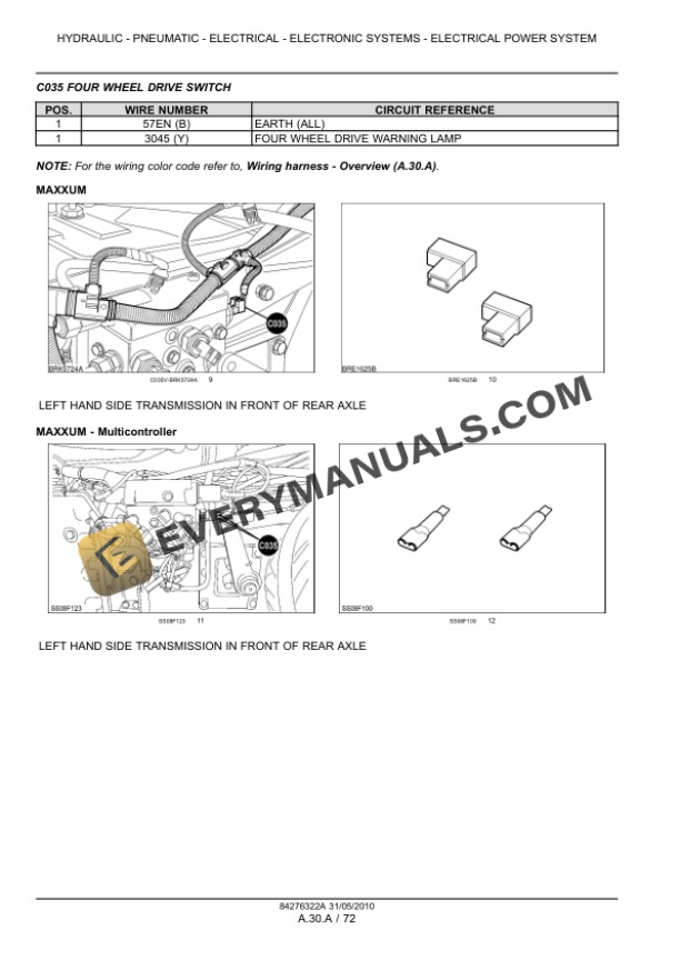 Case Maxxum 100, 110, 115, 120, 125, 130, 140 Tractor with, without Multicontroller Service Manual 84406953-2