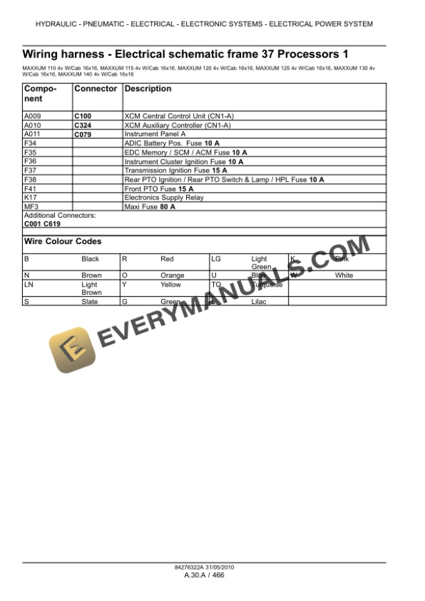 Case Maxxum 100, 110 Multicontroller, 110, 115 Multicontroller, 115, 120 Multicontroller, 120, 125 Multicontroller, 125, 130 Multicontroller, 130, 140 Multicontroller, 140 Tractor Service Manual 84276322A-2