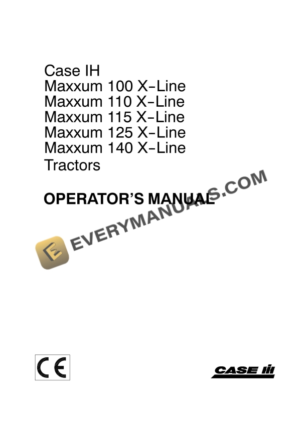 Case Maxxum 100 X-Line, 110 X-Line, 115 X Operator Manual PDF