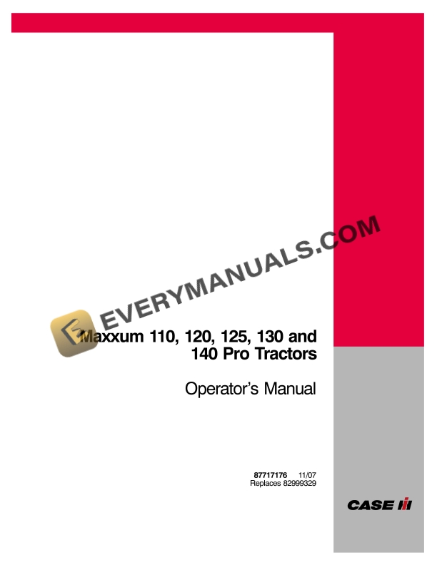 case maxxum 110 120 125 130 140 pro tractor operator manual 87717176 1