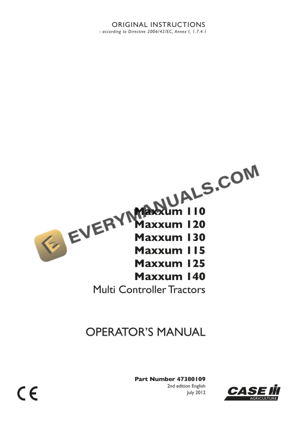 case maxxum 110 120 130 115 125 140 multi controller operator manual 47380109 1