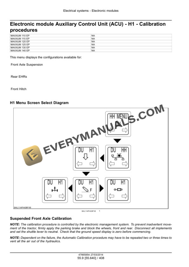 Case Maxxum 110 - 140 EP, 110 - 140 Multicontroller EP, CVT 110 Service Manual 47720787-4