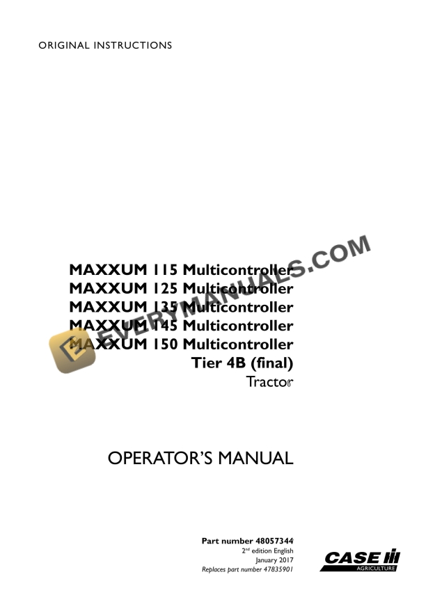 case maxxum 115 125 135 145 150 multicontroller tier 4b final tractor operator manual 48057344 1