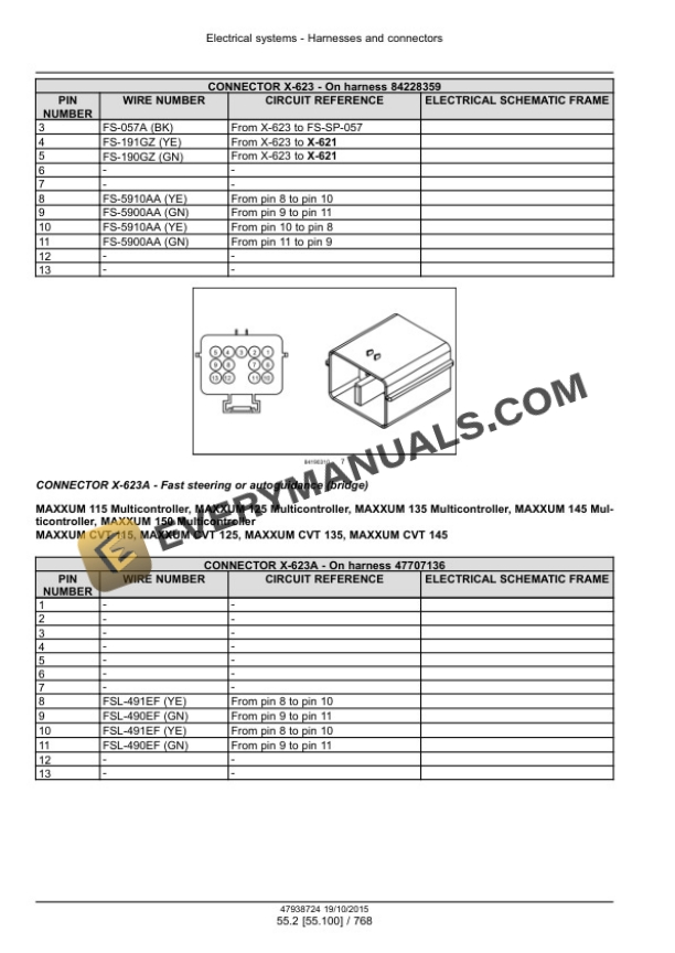Case Maxxum 115-150, 115-150 Multicontroller, CVT 115 Service Manual 47951319-3