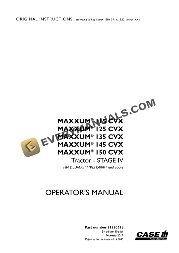 case maxxum 115 cvx 125 cvx 135 cvx 145 cvx 150 cvx tractor operator manual 51550628 1