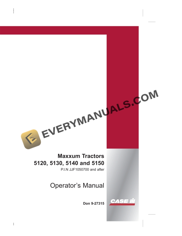 case maxxum 5120 5130 5140 5150 tractor operator manual 9 27315 1