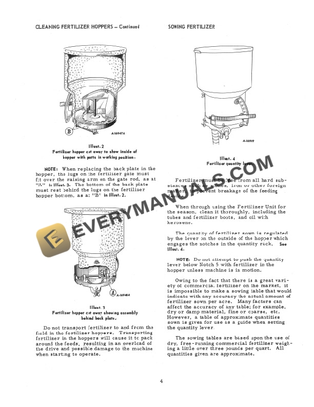 Case McCormick 40, 41, 42, 43, 44, 45A, 60 Tractor Planter and Drill Fertilizer Unit Operator Manual 1007190R7-3