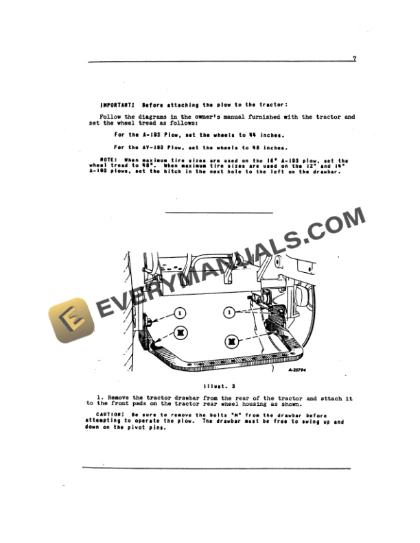 Case McCormick A-193 and AV-193 Tractor Plow Operator Manual 1006638R6-3