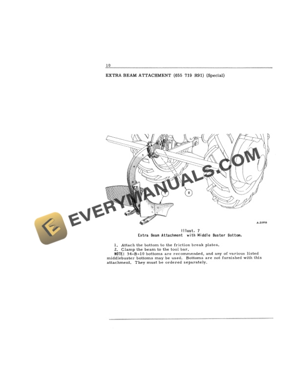 Case McCormick Cub-6 Tool Bar (Rear) Setting Up Instruction Owner Manual 1010013R5-5