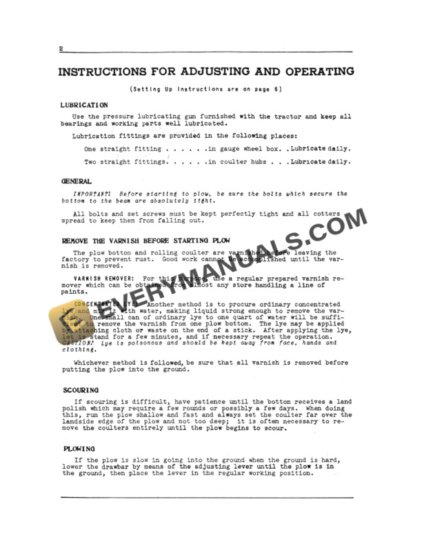 Case McCormick-Deering A-192 Farmall Tractor Plow Operator Manual 1006581R3-2