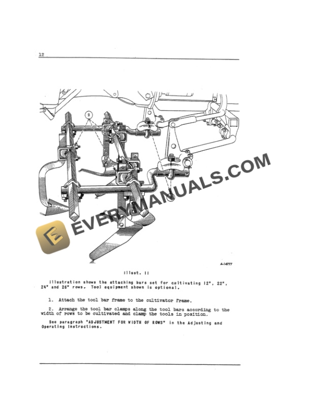 Case McCormick-Deering Cub-252 Cultivator for use with Farmall Cub Tractor Setting Up Instructions Parts List Owner Manual 1006662R2-3