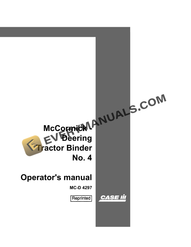 case mccormick deering tractor binder no 4 operator manual mc d 4297 1