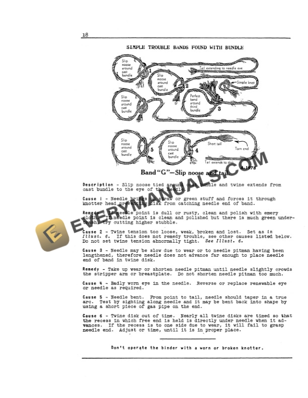 Case McCormick No 4-E Enclosed Gear Tractor Binder Operator Manual 1005625R8-2