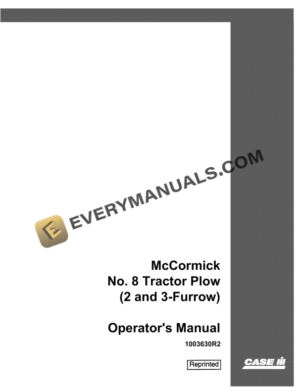 case mccormick no 8 tractor plow operator manual 1003630r2 1