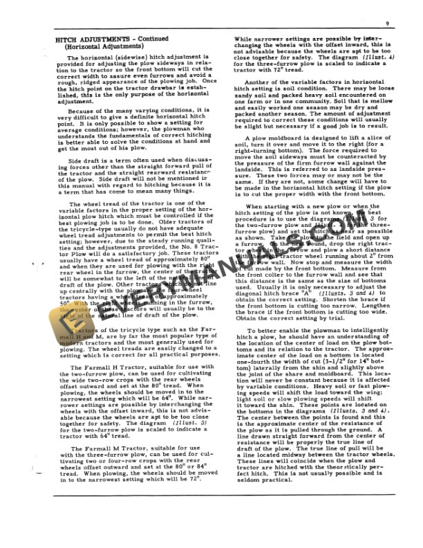 Case McCormick No. 8 Tractor Plow Operator Manual 1003630R2-2