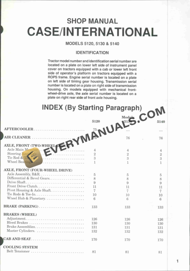 case model 5120 5130 5140 tractor shop manual 1