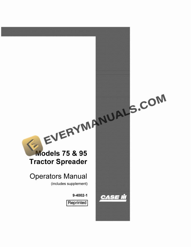 case model 75 95 tractor spreader operator manual 9 4002 1 1