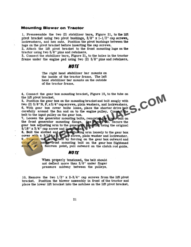 Case Model C-36 S, C-48 S Snow Blowers For 130, 180 Garden Tractor Operator Manual 9-35161-5