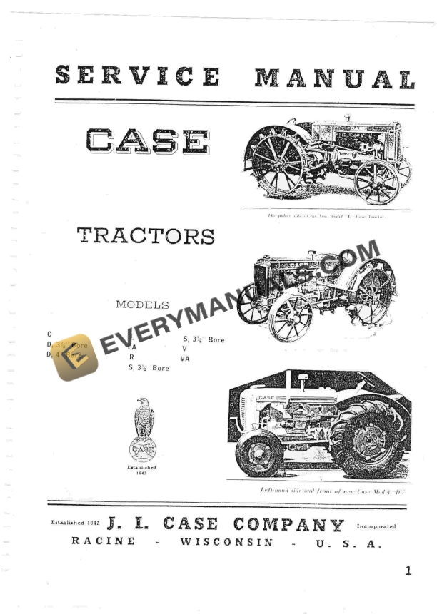 case model c d l la r s v va tractor service manual 1