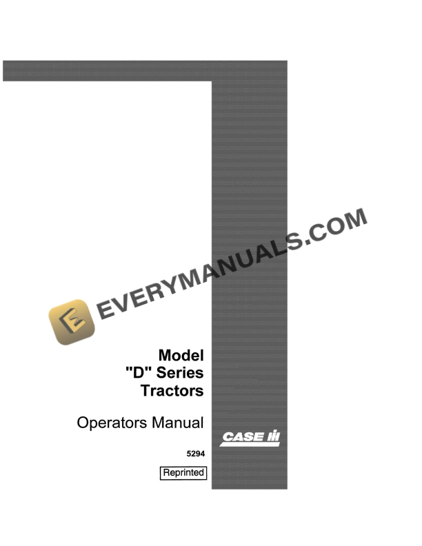 Case Model D Series Tractor Operator Manual 5294 PDF 3 Case Model D Series Tractor Operator Manual 5294 PDF