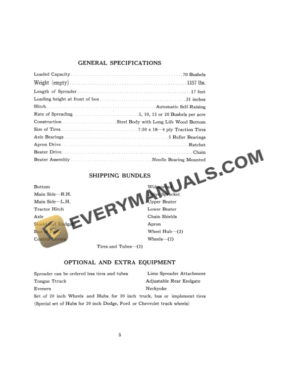 Case Model T6 Tractor Spreader Operator Manual DD-1469-2