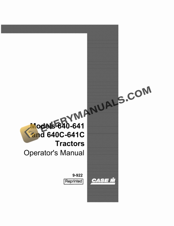 case models 640 641 640c 641c tractor operator manual 9 922 1