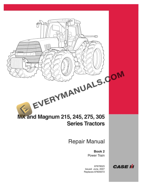 Case MX and Magnum 215, 245, 275, 305 Series Tractor Repair Manual 87678525 PDF