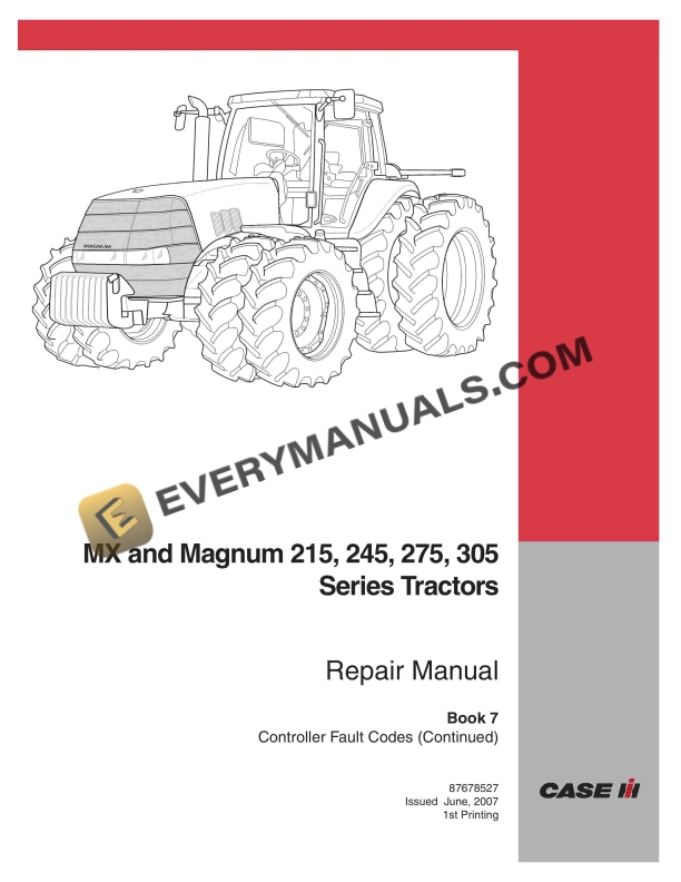 Case MX and Magnum 215, 245, 275, 305 Series Tractor Repair Manual 87678527 PDF