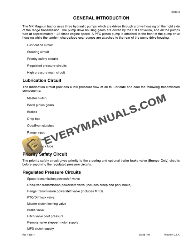 Case MX Magnum Service Manual 7-85709B-3