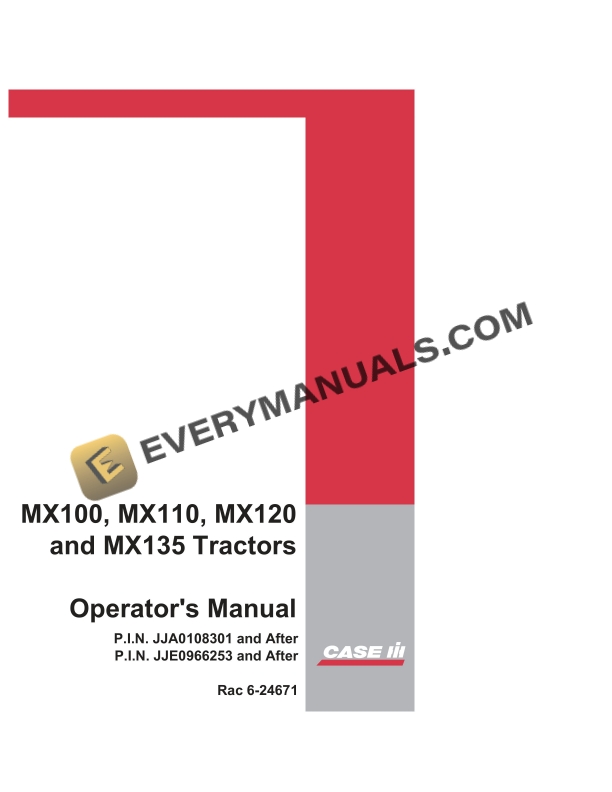 case mx100 mx110 mx120 mx135 tractor operator manual 6 24671 1