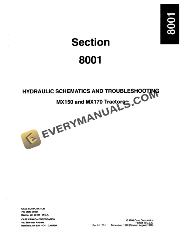 Case MX150, MX170 Tractor Service Manual 7-87886-4