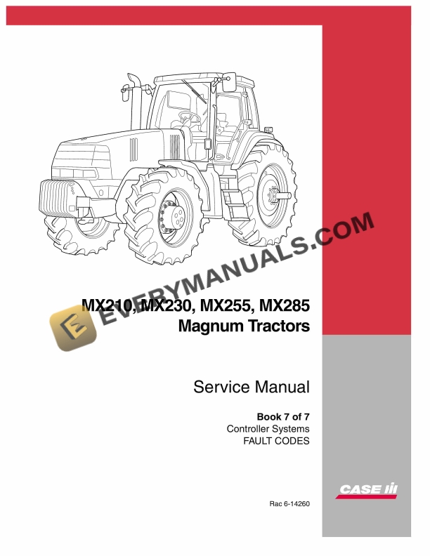 case mx210 mx230 mx255 mx285 magnum tractor service manual 6 14260 1