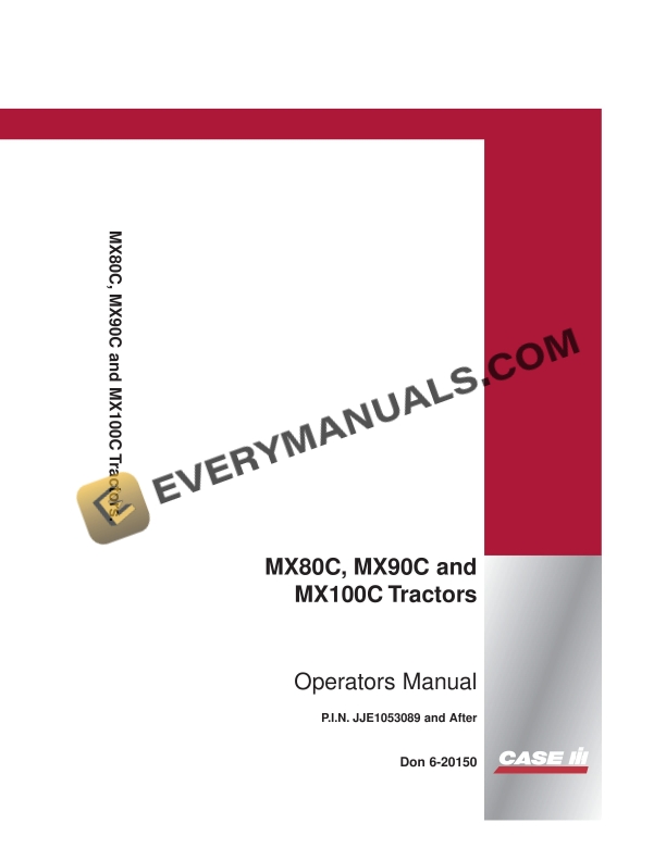 Case MX80C, MX90C, MX100C Tractor Operator Manual 6-20150 PDF