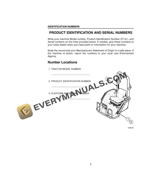 Case MX80C, MX90C, MX100C Tractor Operator Manual 9-80591 S1-3