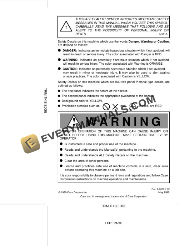 Case MX80C, MX90C, MX100C Tractor Operator Manual 9-80621 S2-2