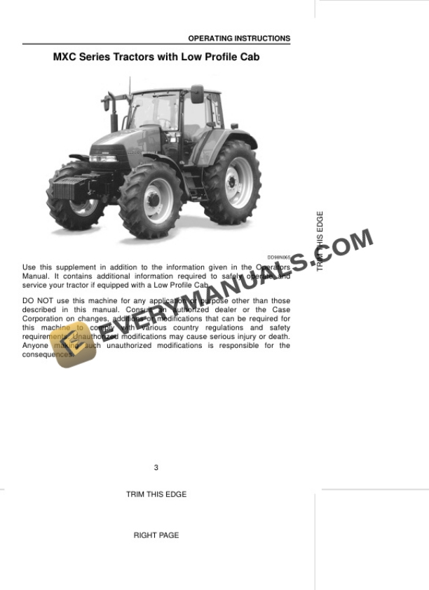 Case MX80C, MX90C, MX100C Tractor Operator Manual 9-80621 S2-3