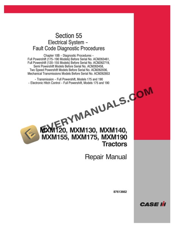 case mxm120 mxm130 mxm140 mxm155 mxm175 mxm190 tractor repair manual 87613662 1