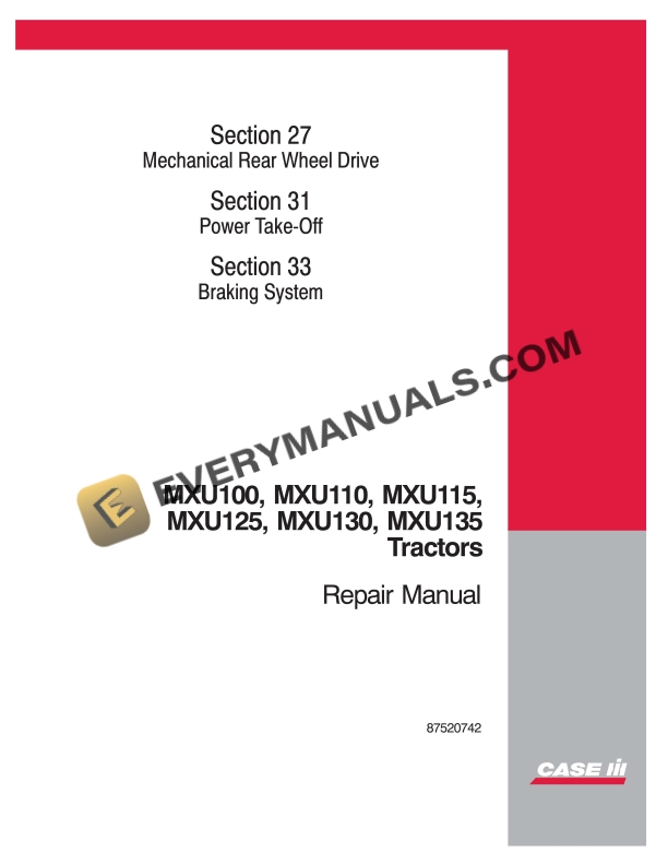case mxu100 mxu110 mxu115 mxu125 mxu135 tractor repair manual 87520742 1