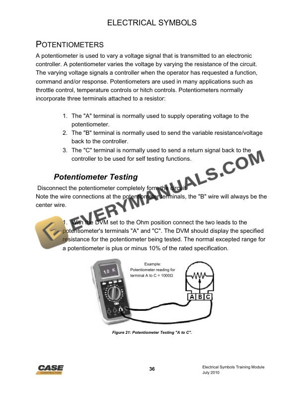 Case N Series Loader Backhoe Electrical Symbols Service Training-5