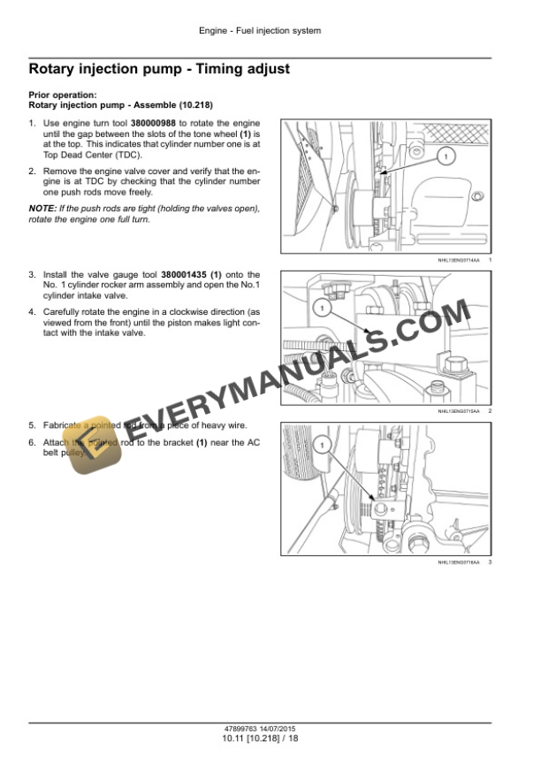 Case NEF Four Cylinder Mechanical Tier 2 and Stage II Engine Service Manual 47899763-4