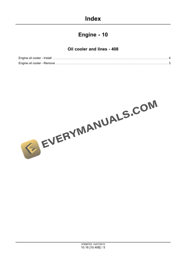 Case NEF Four Cylinder Mechanical Tier 2 and Stage II Engine Service Manual 47899763-5