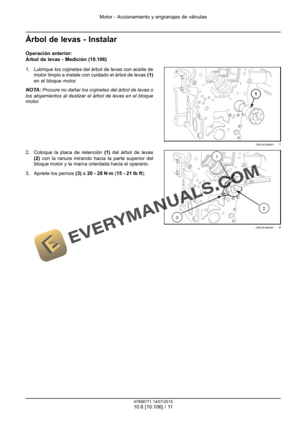 Case NEF Four Cylinder Mechanical Tier 2 and Stage II Engine Service Manual 47899771 ES-3